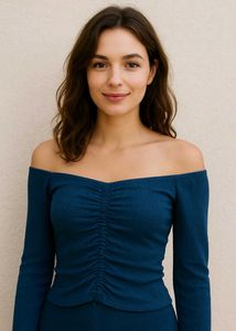 Blue Ruched Crop Top