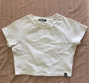 Bonkers Corner Cropped Fitted White Tee