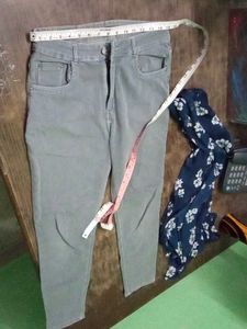 Gray Denim Jeans With Duptta