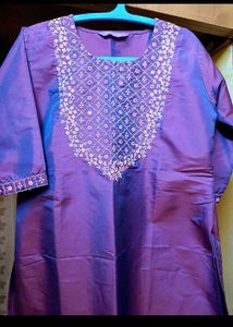 Purple Embroidered Kurta Set
