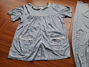 Floral Pajama Set With Beautiful Lace