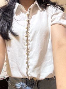 White Stone Studded Top