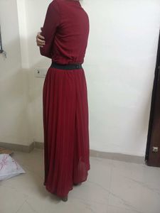 Elegant Maroon Wrap Maxi Dress