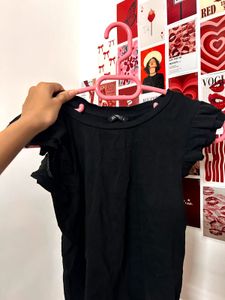 Cute Black Ruffle Sleeve Top