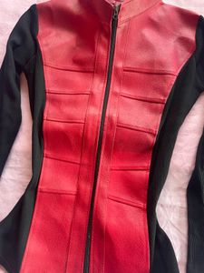 Red &amp; Black Panel Jacket