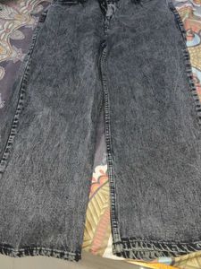 Trendy Grey Wide Leg Jeans