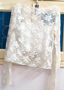 Lace Crop Top &amp; Shirt Set🤍🩶