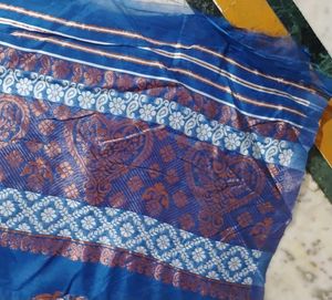 Women&#39;s Royal Blue Chiffon Saree