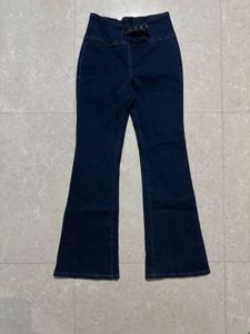 SHEIN Dark Blue Flared High-Waist Jeans