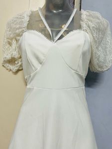 Pintrest corset Elegant White Lace Sleeve Dress