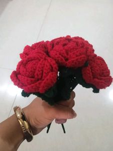 Crochet Red Rose Flower