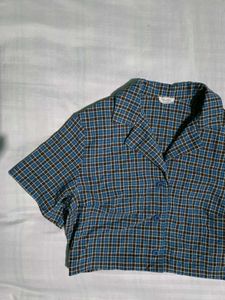 Korean Checkered Crop Shirt