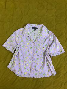 Primark Lavender Stretchy Collared Top Bust 36
