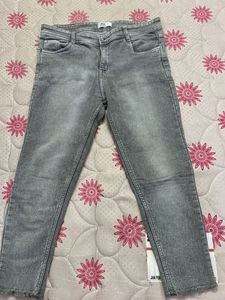 Raw Hemmed Grey Skinny Jeans