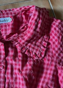 PINK GINGHAM KOREAN DRESS