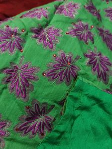 Green &amp; Purple Floral Saree