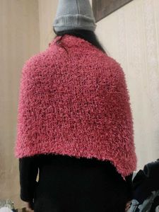 Cozy Pink Poncho with Cowl Neck