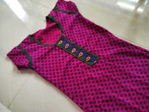 Vibrant Pink Ethnic Kurta - Traditional Charm with