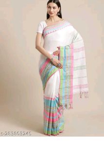Begumpuri Khadi Cotton Saree Multicolour