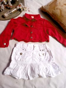 V, Beautiful Baby Girl Dress Red Jacket Nd, Skirt