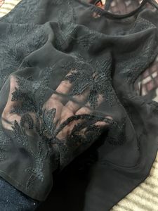 Chic Black Embroidered Tank Top