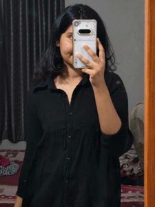 Black Button-Down Shirt Dress