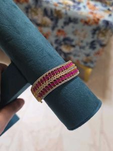 AD Cubic Red Rubia Gold Polish Bracelet