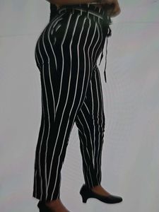 Women Striped Black Track Pant