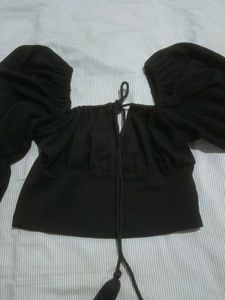 Chic Black Peasant Top