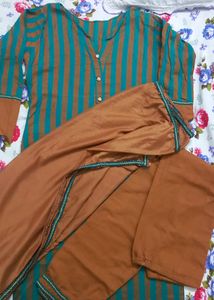 Peacock Green And Khaki Combination 2 Piece