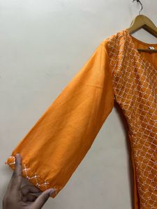 Orange Embroidered Kurta