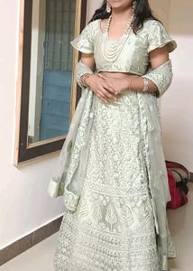 Pastel Greenish Grey Lehnga For Weddings