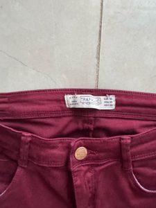 Zara Trafaluc Skinny Jeans, Maroon, Low Rise
