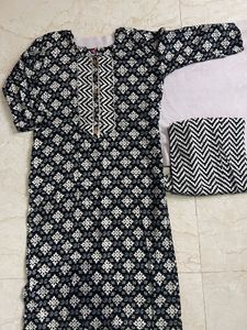 Black Printed Kurta Set