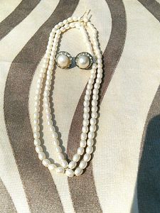 Vintage Pearl Necklace &amp; Earring Set