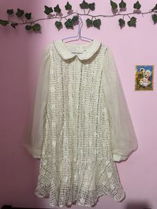 Elegant White Sheer Sleeve Dress