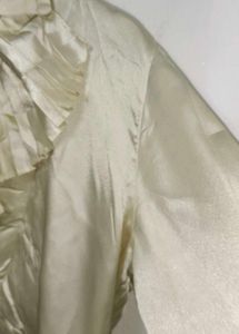 Trendy New Ruffled Satin Button-Up