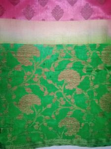 Pink &amp; Green Pattu Saree