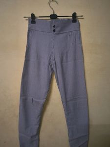 Striped Button High Waist Pants
