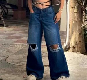 Ripped Wide Leg Jeans