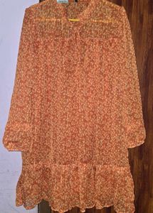 RIO Dress with Bishop Sleeves Orange🍊(M) SIZE