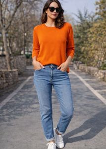 Stylish Orange Knit Sweater