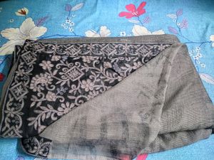 Grey Saree With Embroidery Blouse