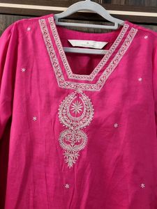 Rani Color Kurta and Pallazo Set