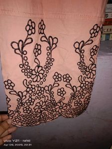Peach Cord Set With Embroidery
