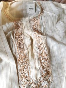 Cream Kurtha Ethnic Wear Men