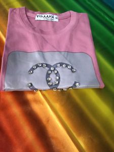 Cute Pink Embellished Tee