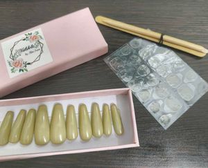 Beige long false nails