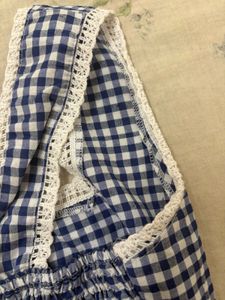 Gingham Print Blue Top