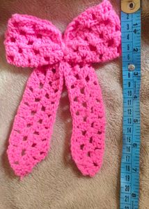 Pink Crochet Hair Bow